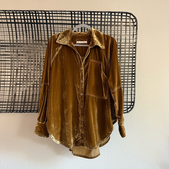 Free people night skies velvet button down shirt - Picture 1 of 9
